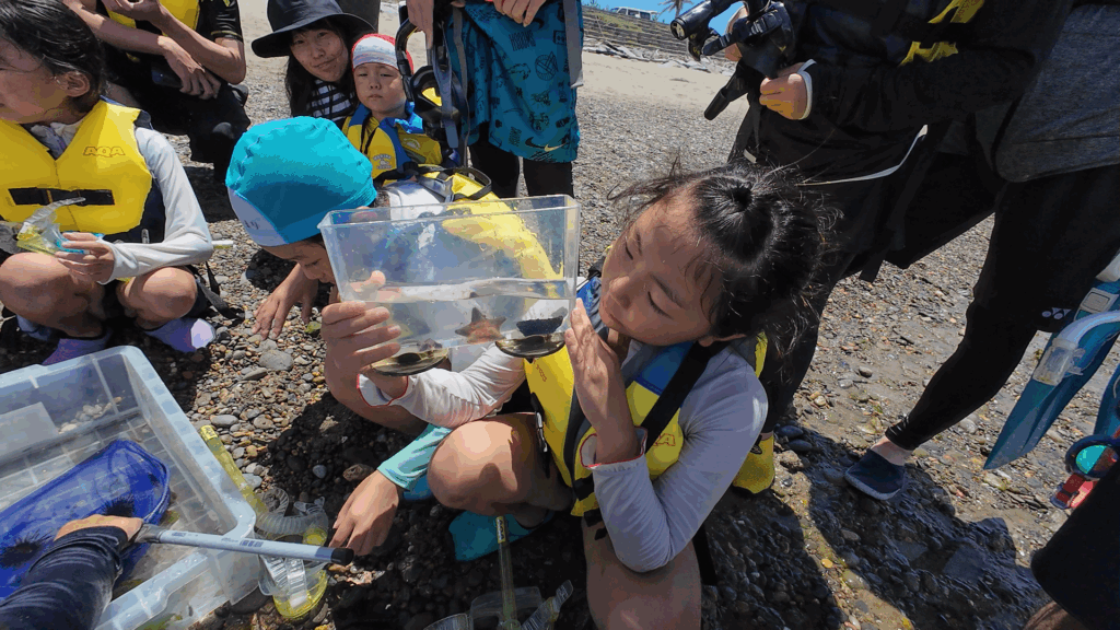 学年や学校の枠を超えて生き物観察を楽しむ子どもたちの様子