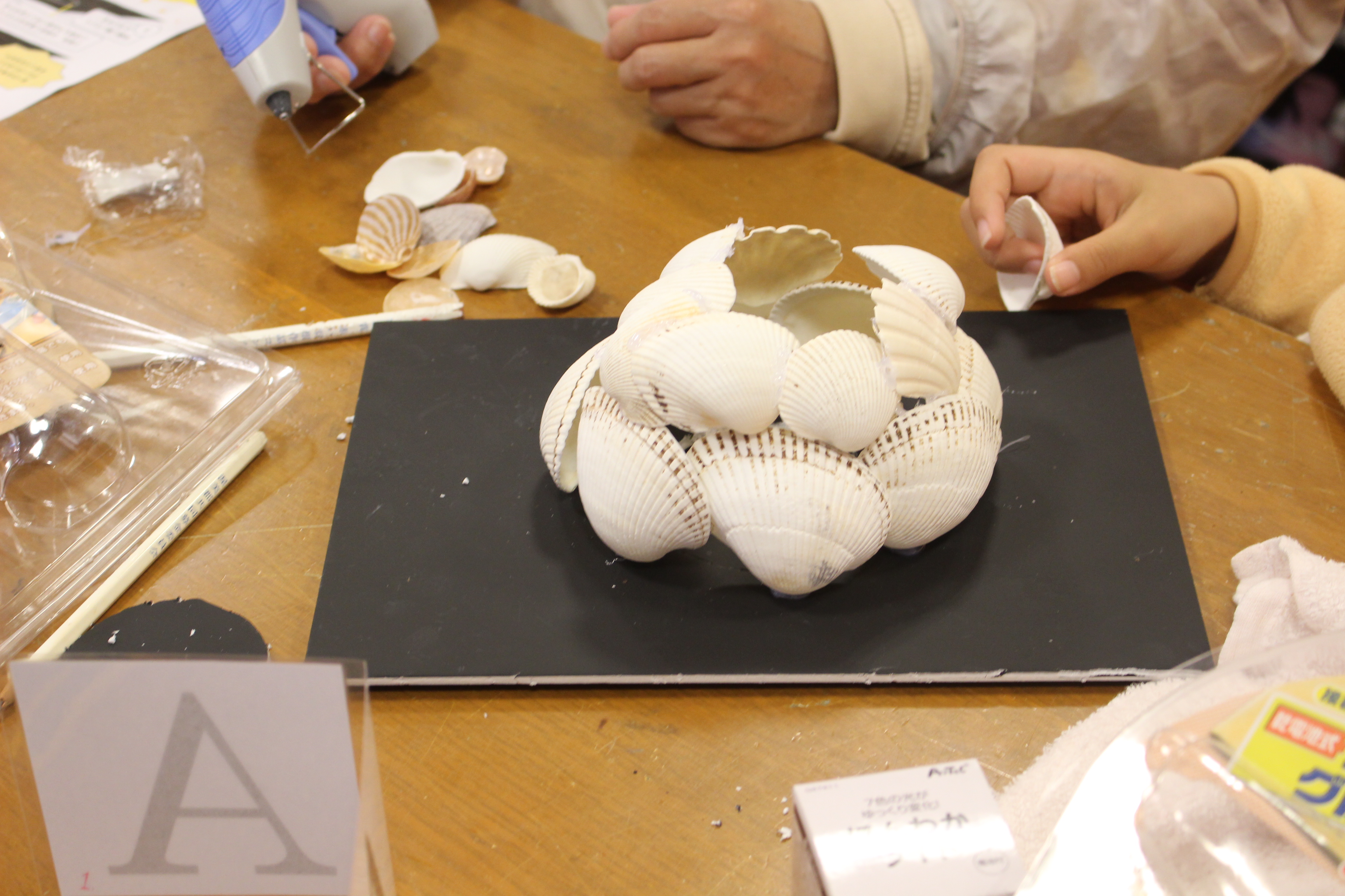 貝のランプシェードつくり02